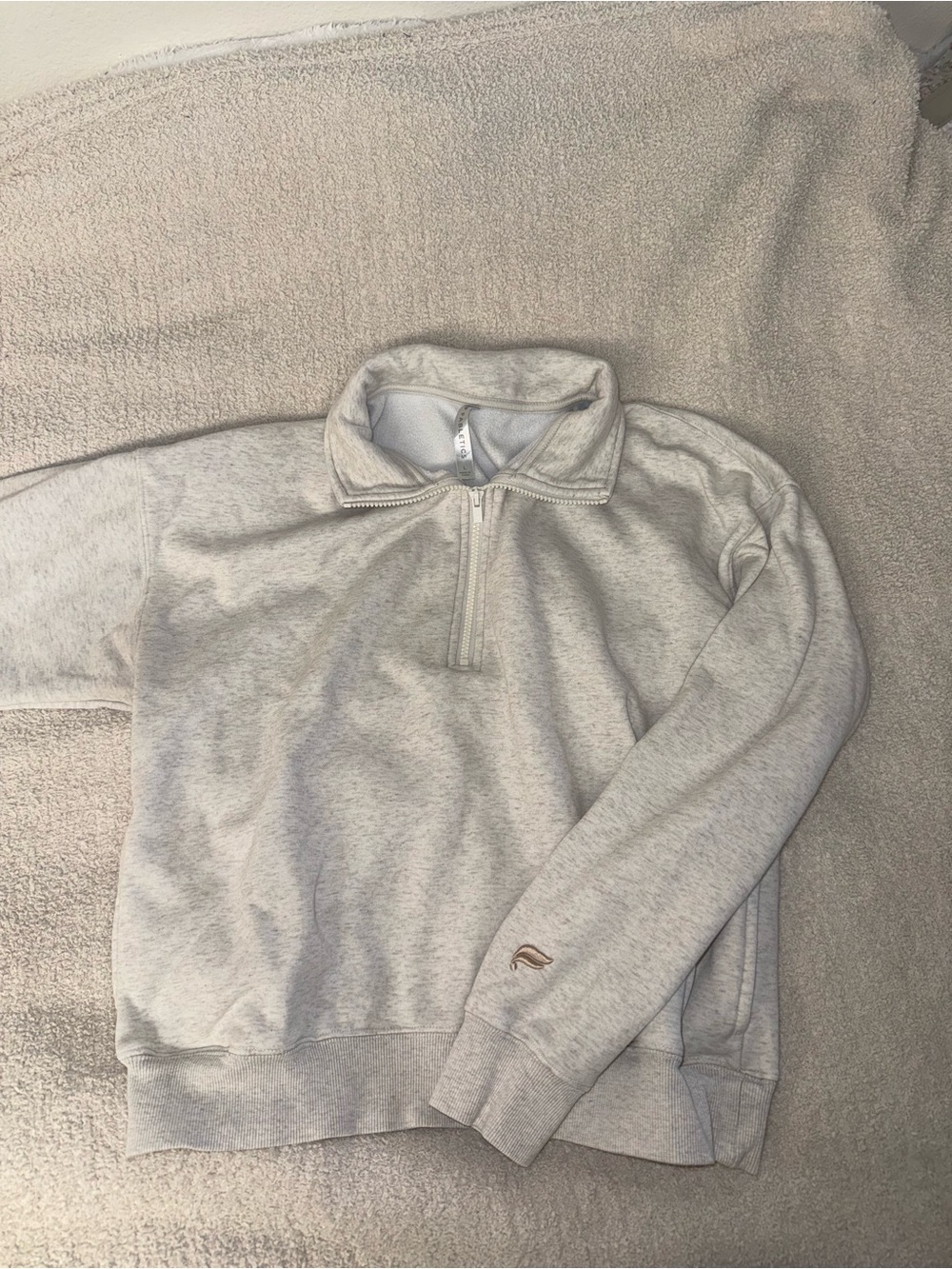 Fabletics Light Heather Gray Half-Zip Pullover
